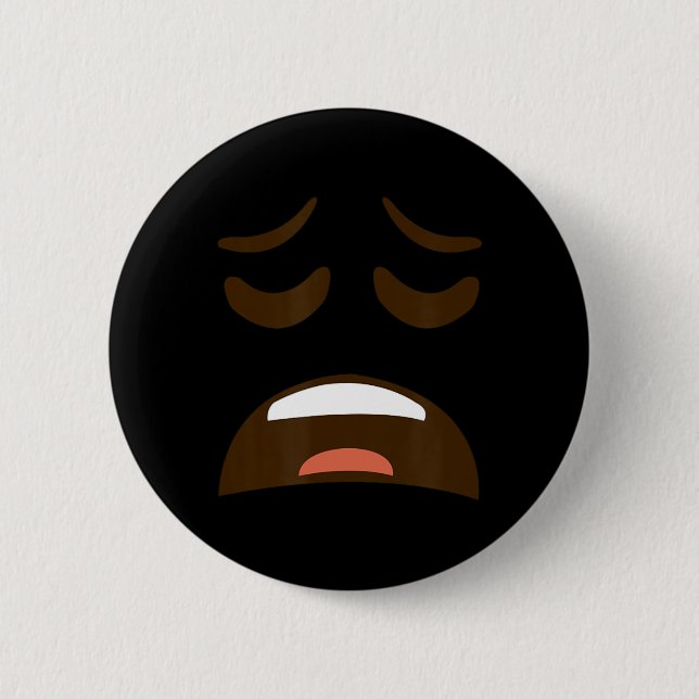 Exhausted Tired Face Emoticon Costume Easy Hallowe Button (Front)