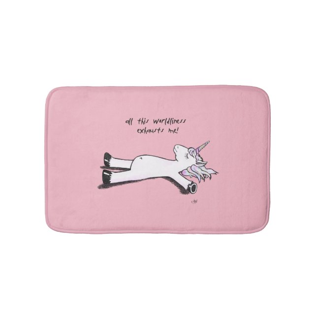 Exhausted Unicorn Bathroom Mat (Front)