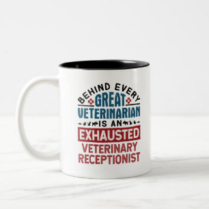 Exhausted Veterinary Receptionist Two-Tone Coffee Mug