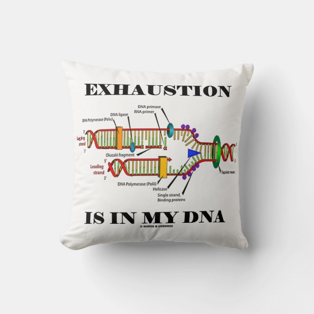 Exhaustion Is In My DNA (DNA Replication) Throw Pillow (Front)