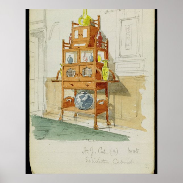Exhibition Cabinet, c.1860s-70s (w/c & pencil on p Poster (Front)