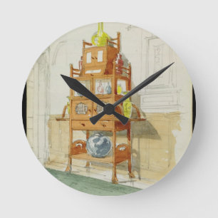 Exhibition Cabinet, c.1860s-70s (w/c & pencil on p Round Clock