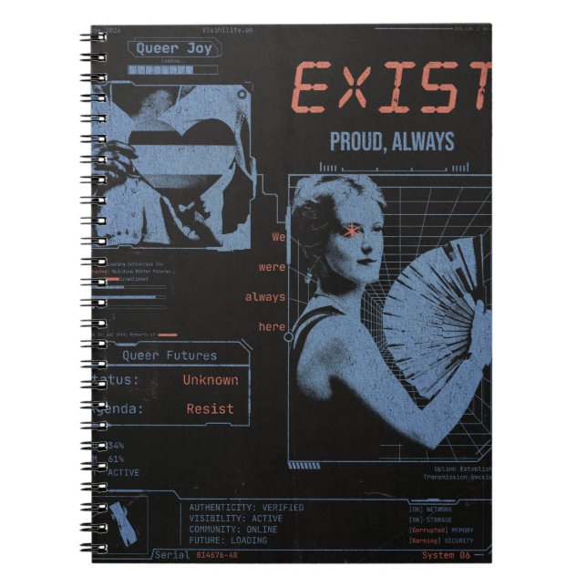 Exist Pride LGBTQ+ Modern Brutalist Notebook (Front)