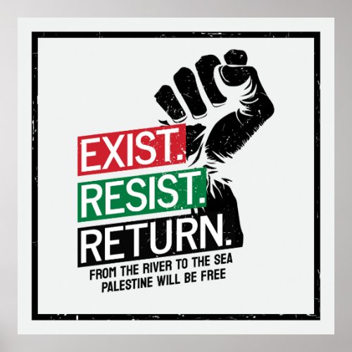 Exist Resist Return Palestine Will Be Free Poster