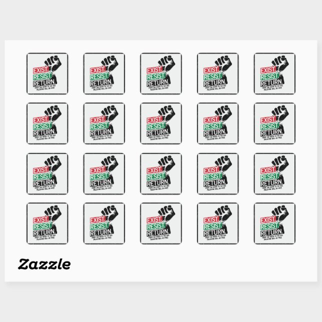 Exist Resist Return Palestine Will Be Free Square Sticker (Sheet)