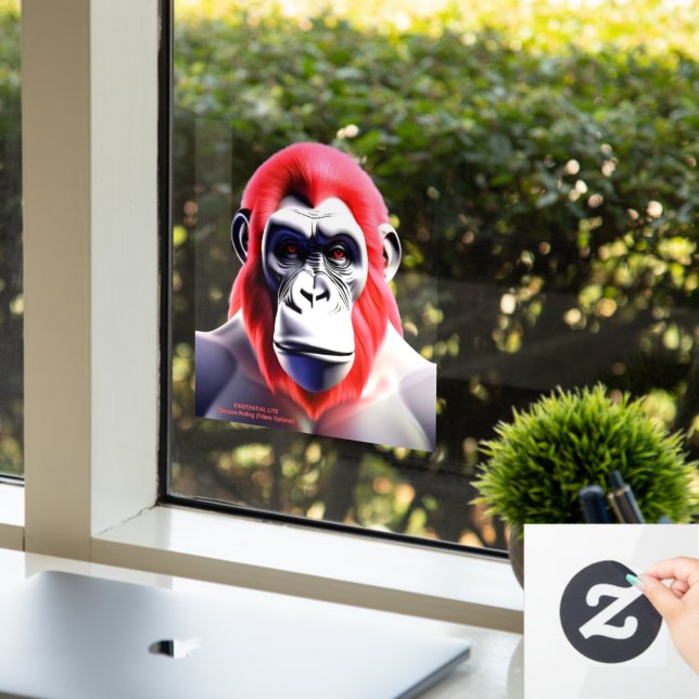 EXISTENTIAL LITE Ape Red Transparent  Window Cling (Office)