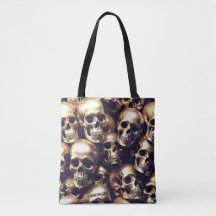EXISTENTIAL LITE Gold Skulls Tote