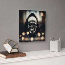 EXISTENTIAL LITE Hoodie Skull Wall Clock
