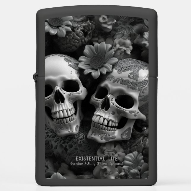 EXISTENTIAL LITE Lovers Skulls Vintage Zippo Lighter (Front)
