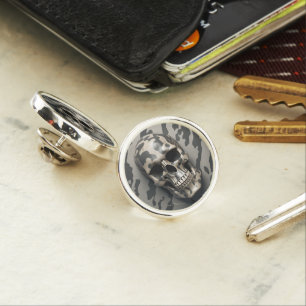 EXISTENTIAL LITE Memento Mori Camo Skull Lapel Pin
