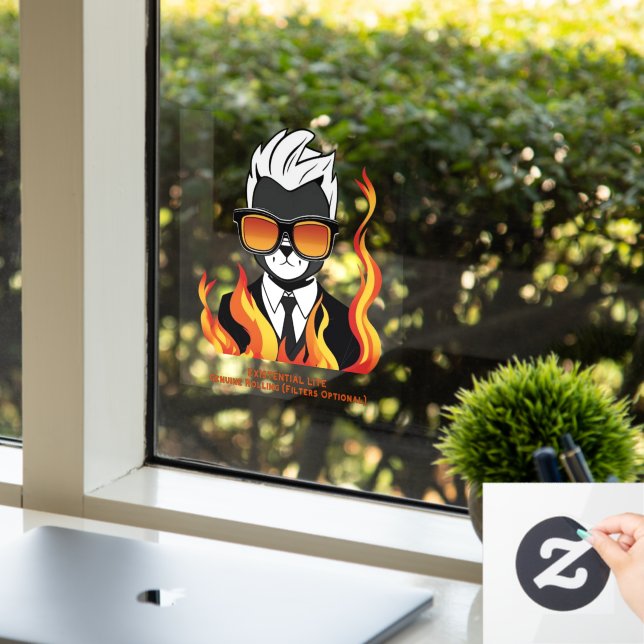EXISTENTIAL LITE Toon Cat Transparent Window Cling (Office)
