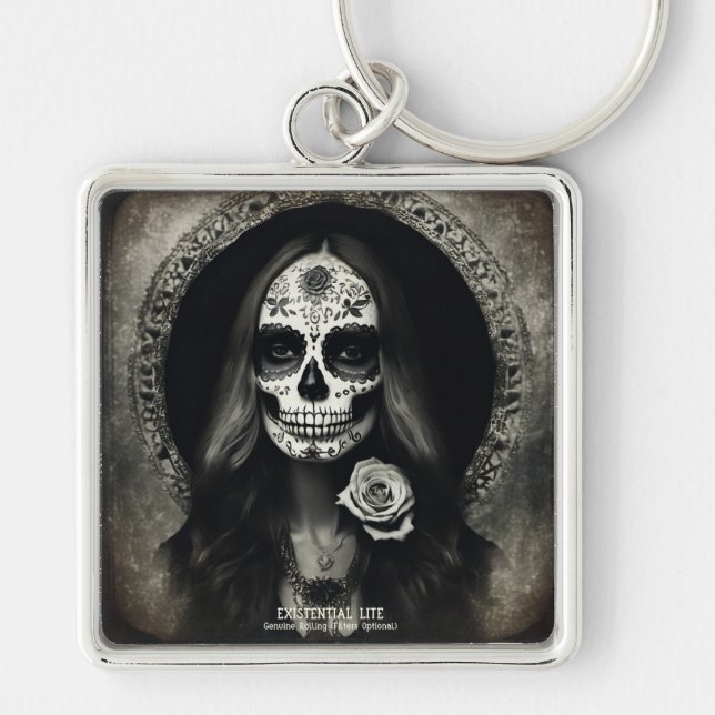 EXISTENTIAL LITE Vintage Femme Skull 2 Keychain (Front)