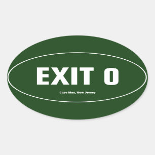 Exit 0 Cape May, New Jersey Oval Bumper Sticker