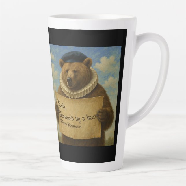 Exit, pursued by a bear Shakespeare quote bear Latte Mug (Right)
