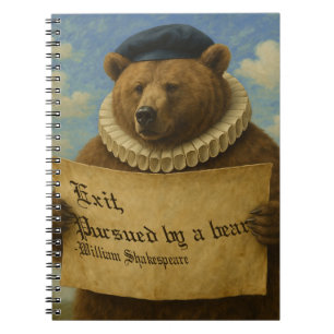 Exit, pursued by a bear Shakespeare quote bear Notebook