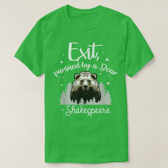 Exit Pursued By Bear Shakespeare Script Quote Thea T-Shirt (Design Front)