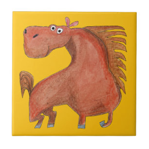 Exited Horse Ceramic Tile