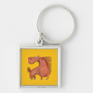 Exited Horse Keychain