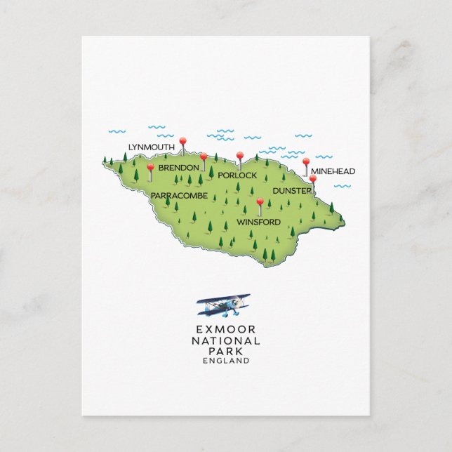 Exmoor National Park map Postcard (Front)