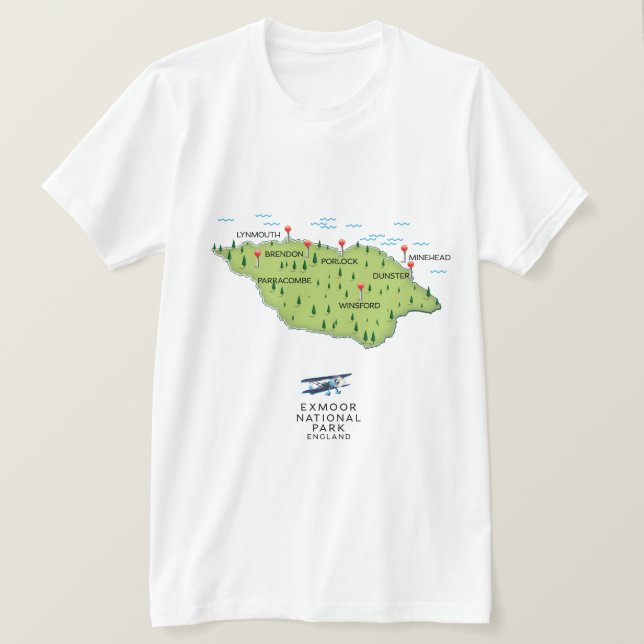 Exmoor National Park map T-Shirt (Design Front)