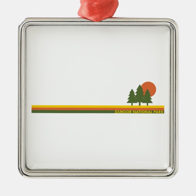 Exmoor National Park Pine Trees Sun Metal Ornament (Front)