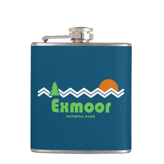 Exmoor National Park Retro Flask (Front)