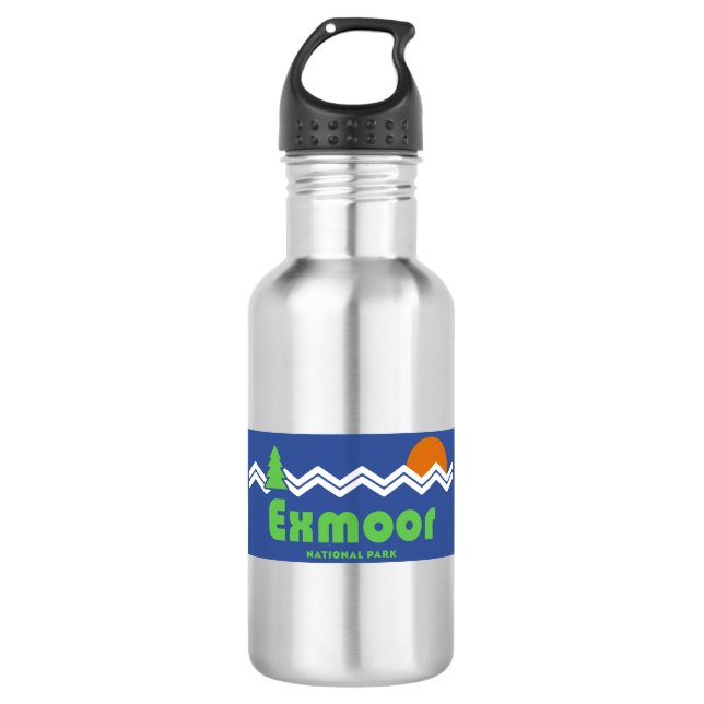 Exmoor National Park Retro Stainless Steel Water Bottle (Front)