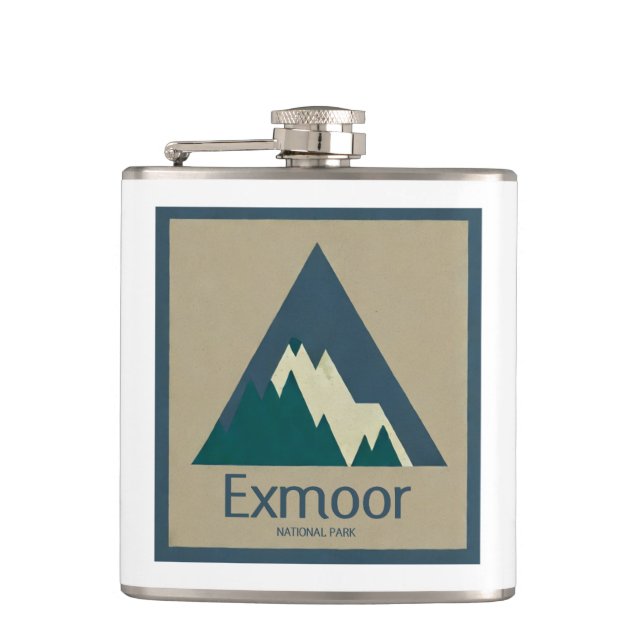 Exmoor National Park Rustic Flask (Front)