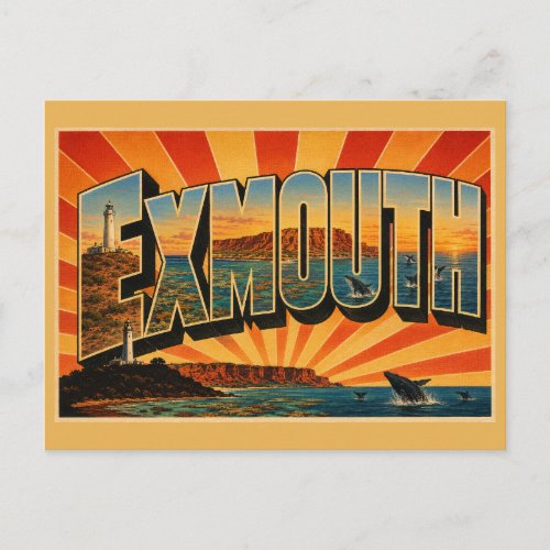 Exmouth WA Australia Reef Lighthouse Town Art Postcard
