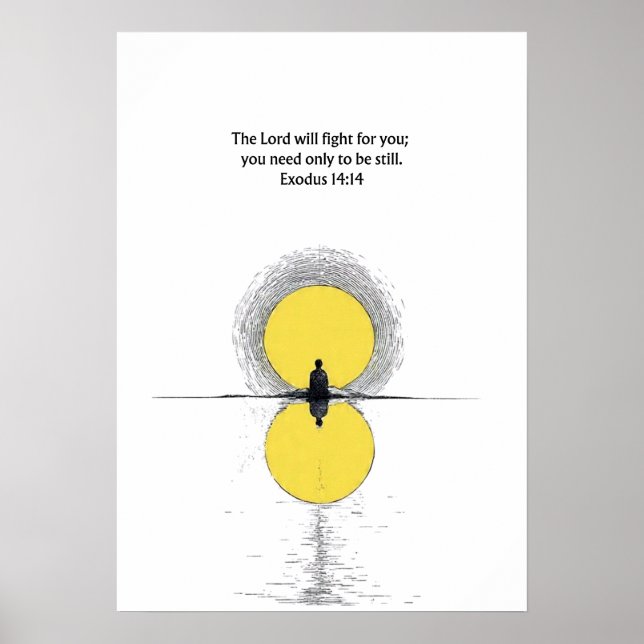 Exodus 14:14 Bible Verse Christian Wall Art (Front)