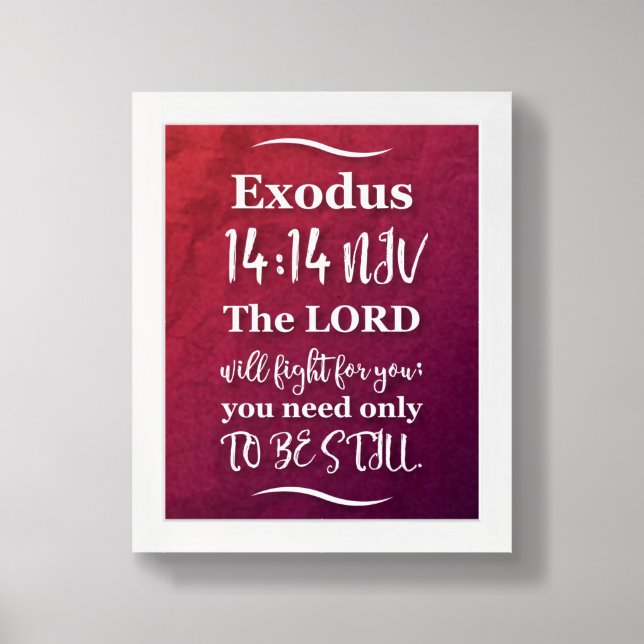 Exodus 14:14 Christian Bible Verse Image Framed Art (Framed Front)