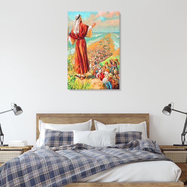 Exodus 14 Crossing the Sea on Dry Ground Canvas Print (Insitu(Bedroom))