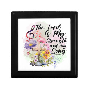 Exodus 15:2 Music & Cross Christian Jewelry Box