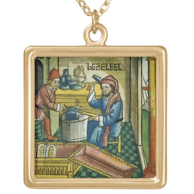 Exodus 31 2-8 Bezalel and Oholiab making the Ark o Gold Plated Necklace (Front)
