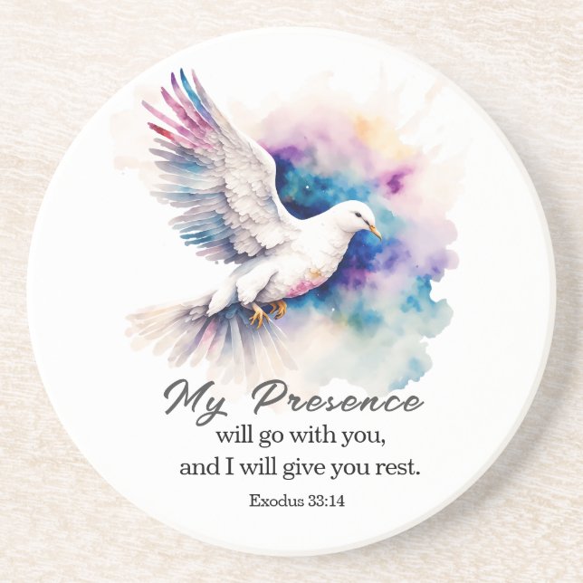 Exodus 33:14 My Presence will go with you Bible Coaster (Front)