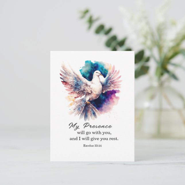 Exodus 33:14 My Presence will go with you Bible  Postcard (Standing Front)