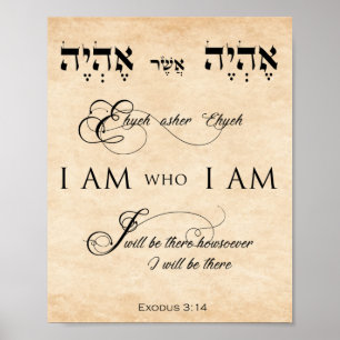 Exodus 3 verse 14 I AM who I AM Parchment Effect Poster