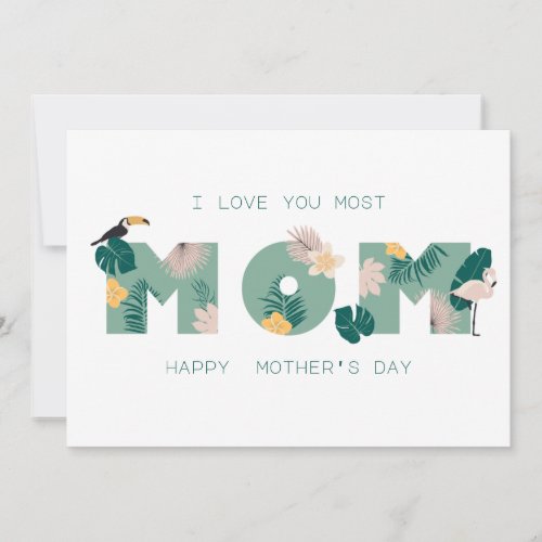Exoitc Tropical Flamingo Mom Happy Mothers Day Holiday Card