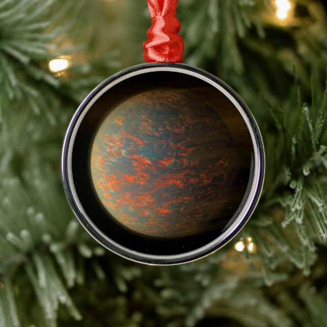 Exoplanet 55 Cancri E And Its Molten Surface Metal Ornament (Tree)