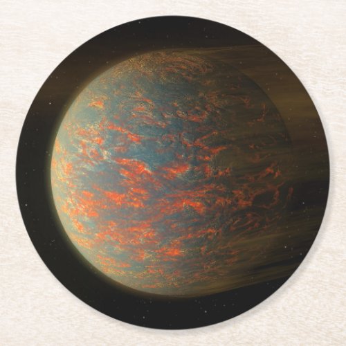 Exoplanet 55 Cancri E And Its Molten Surface Round Paper Coaster