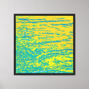 Exoplanet Ocean 2, Orange Yellow Teal Blue Waves Canvas Print