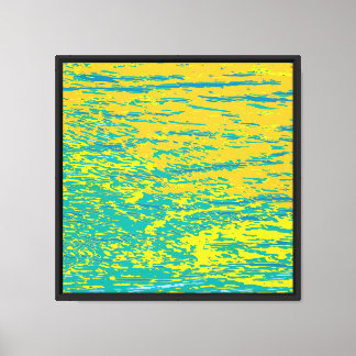 Exoplanet Ocean 2, Orange Yellow Teal Blue Waves Canvas Print