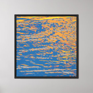 Exoplanet Ocean 3, Orange Blue Yellow Waves Canvas Print