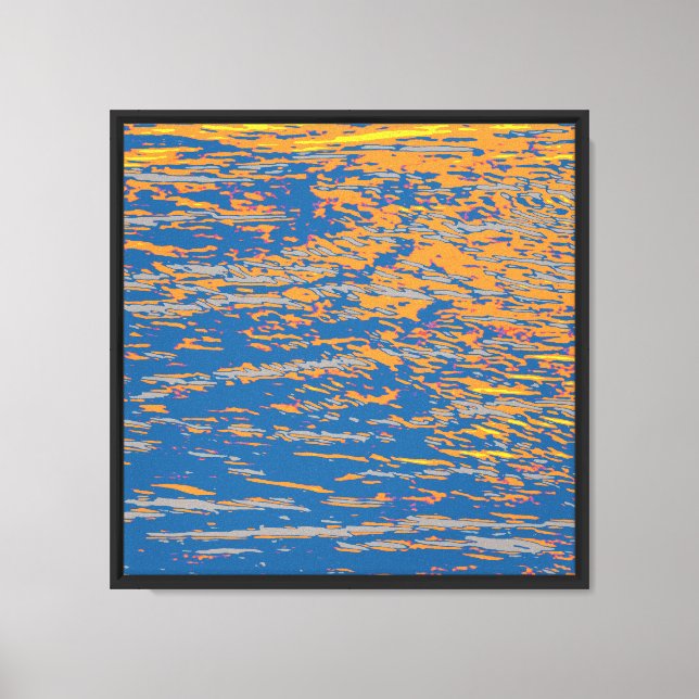 Exoplanet Ocean 3, Orange Blue Yellow Waves Canvas Print (Front)