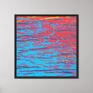 Exoplanet Sunrise 5, Red Cyan Blue Yellow Waves Canvas Print