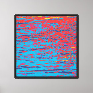 Exoplanet Sunrise 5, Red Cyan Blue Yellow Waves Canvas Print