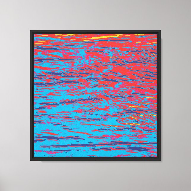Exoplanet Sunrise 5, Red Cyan Blue Yellow Waves Canvas Print (Front)