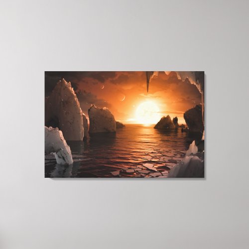 Exoplanet Trappist_1f From Its Icy Night Side Canvas Print