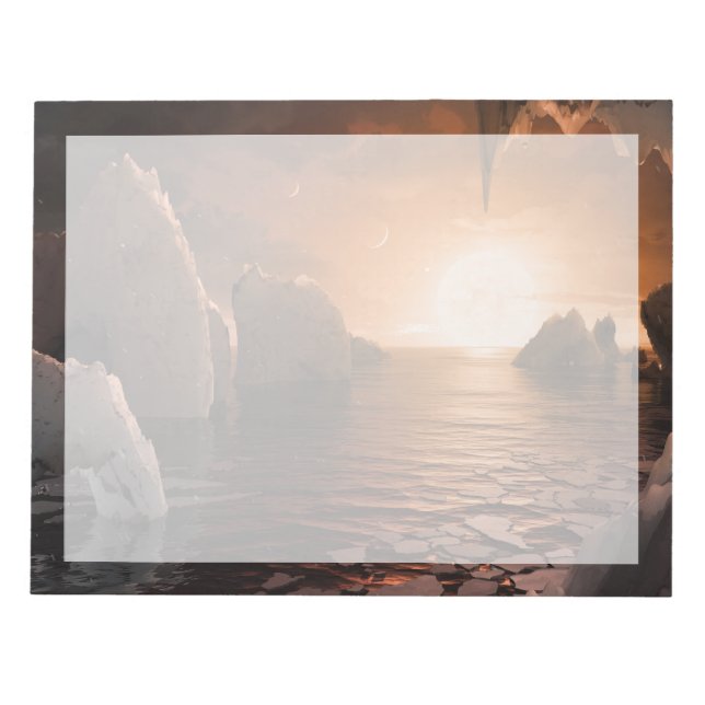 Exoplanet Trappist-1f From Its Icy Night Side. Notepad (Front)