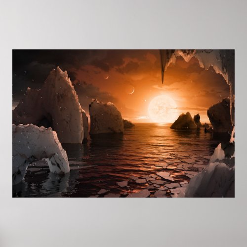 Exoplanet Trappist_1f From Its Icy Night Side Poster